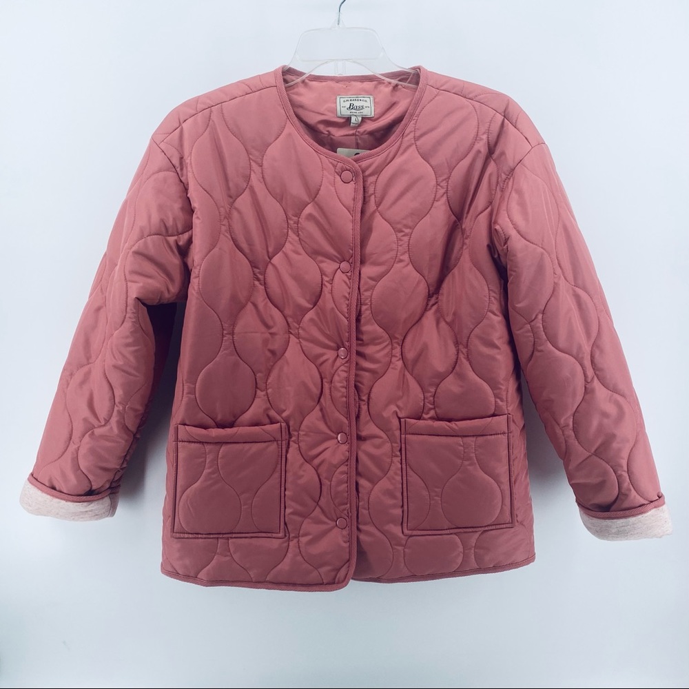 G. H. BASS & CO. Dusty Rose Pink Puffer Jacket G2MQT509 Women's Size Large NEW
